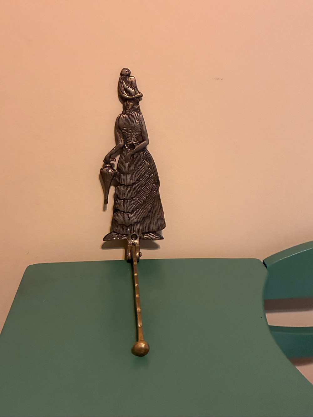 Vintage Victorian Brass Lady Wall Hook/Hanger